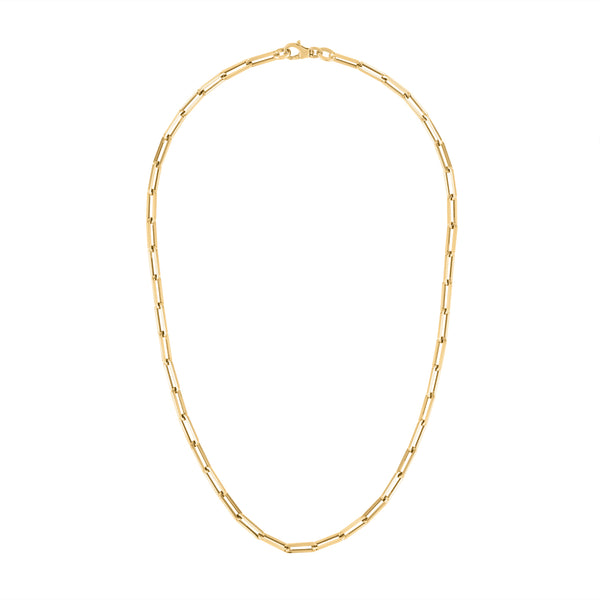 14KT GOLD 16" SMALL RECTANGLE LINK NECKLACE