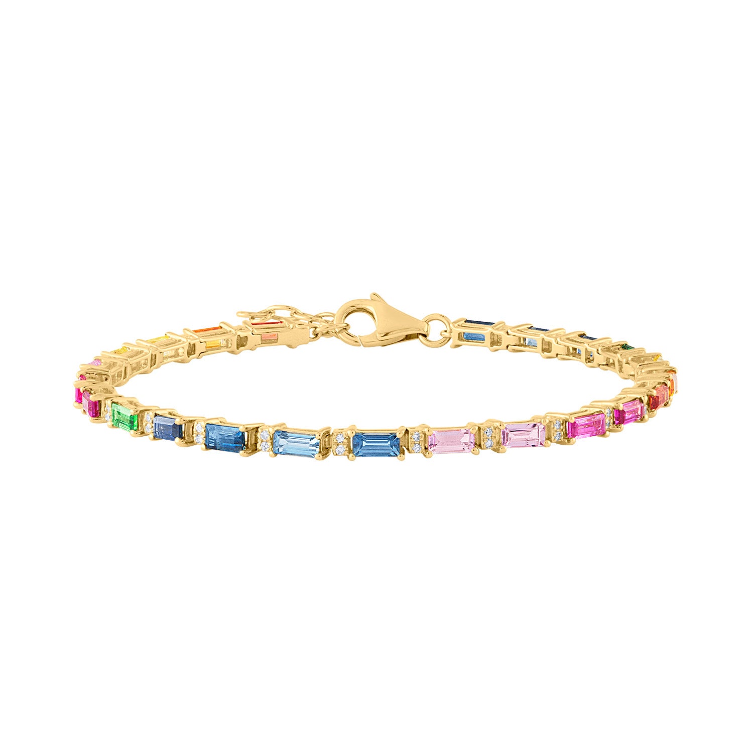 14K Rose Gold Diamond Chain Link Cuff Bracelet with Diamond Baguette  Spacers - Diamond & Design