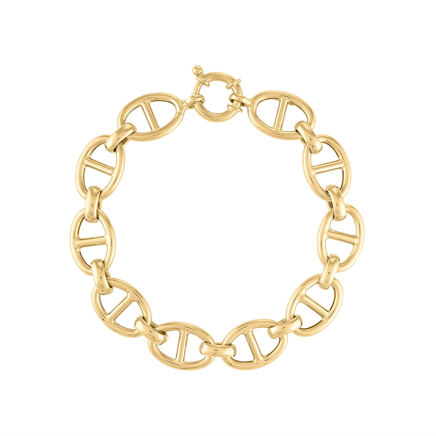 14k White & Yellow Gold Designer Curb / Mariner Link Bracelet 9.5