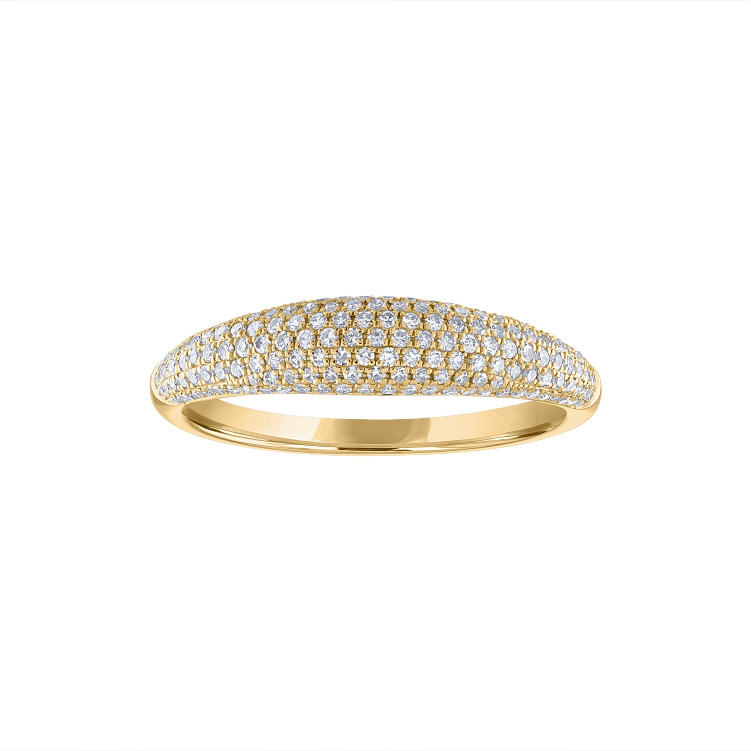14KT GOLD PAVE DIAMOND STACKABLE DOME RING