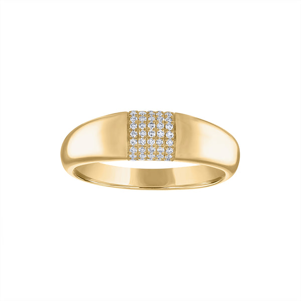 14KT GOLD PAVE DIAMOND LINE DOME RING