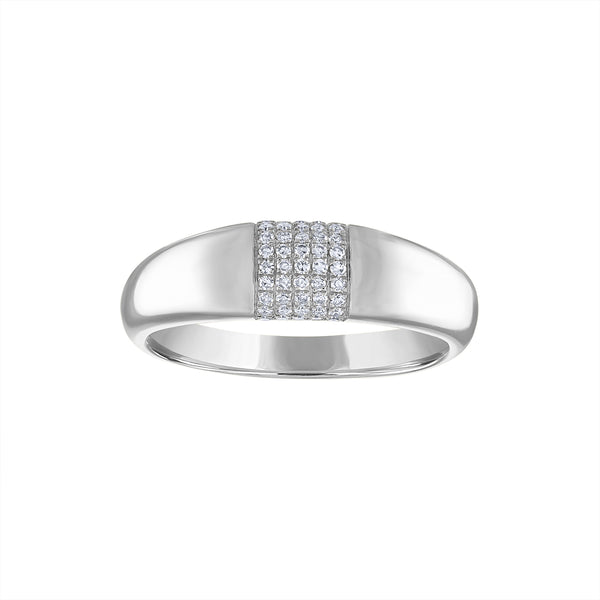 14KT GOLD PAVE DIAMOND LINE DOME RING