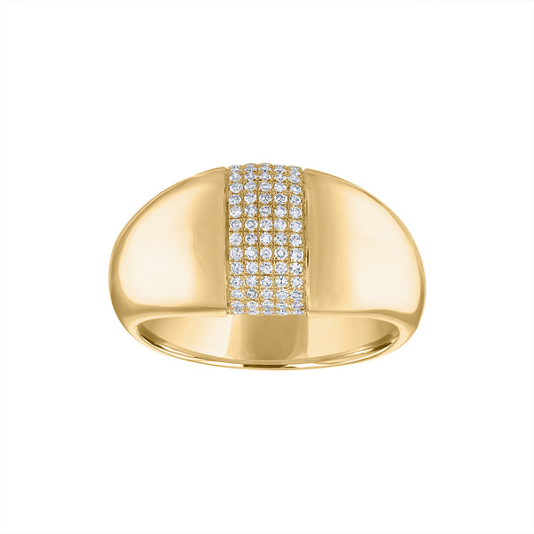 14KT GOLD PAVE DIAMOND WIDE DOME RING