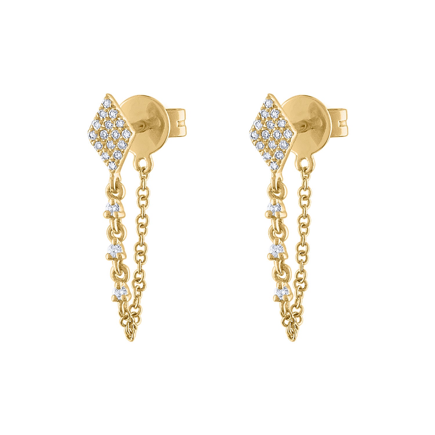 Diamond shape gold earrings Outlet