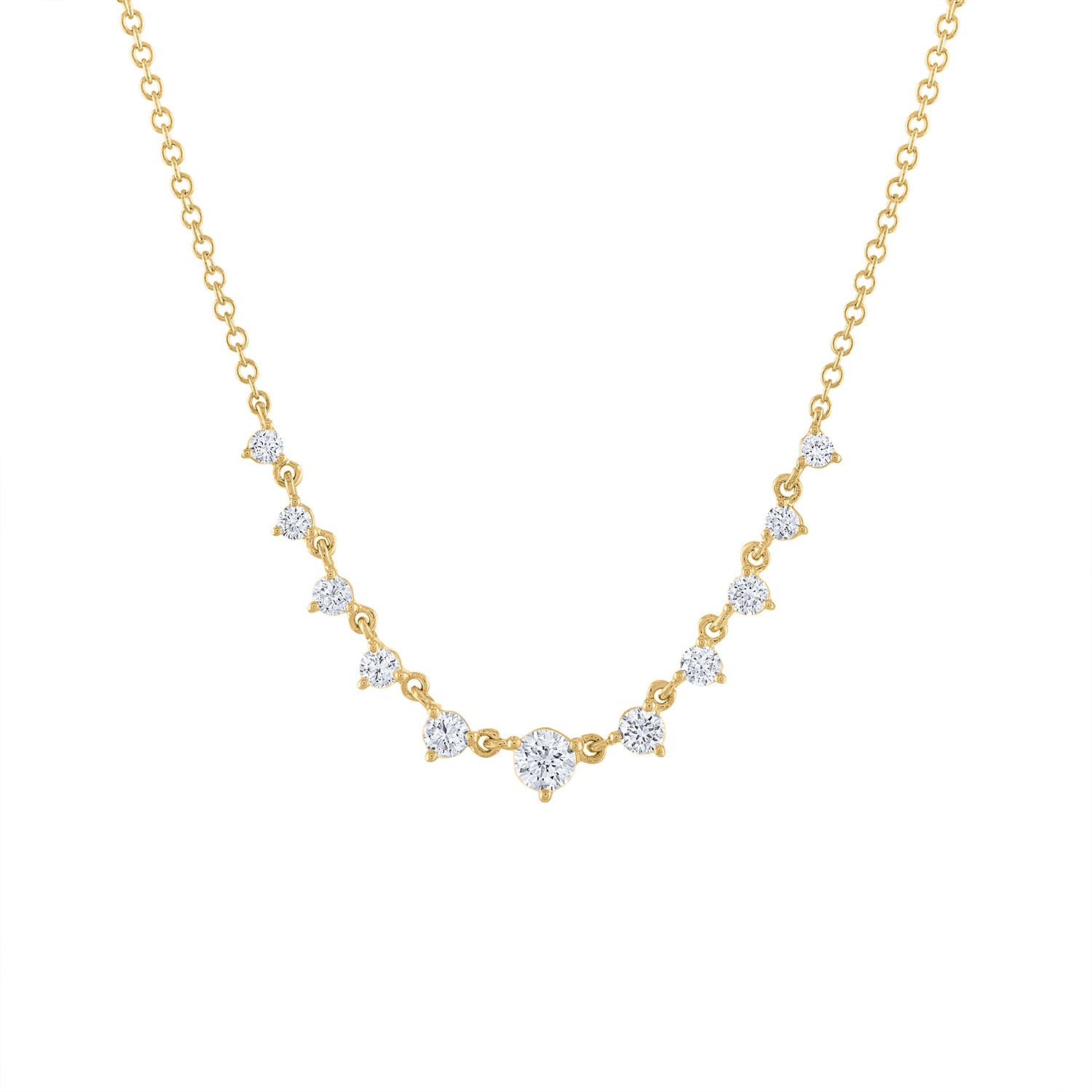 14KT GOLD ELEVEN PRONG DIAMOND STONE NECKLACE
