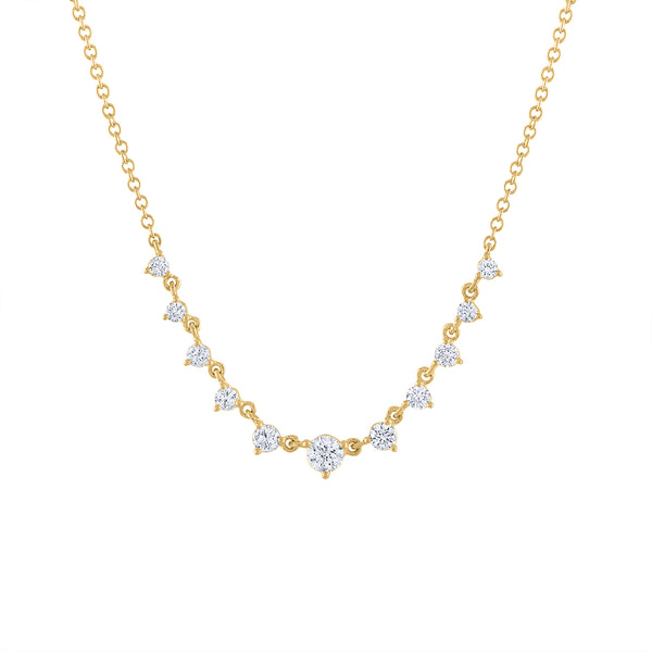 14KT GOLD ELEVEN PRONG DIAMOND STONE NECKLACE