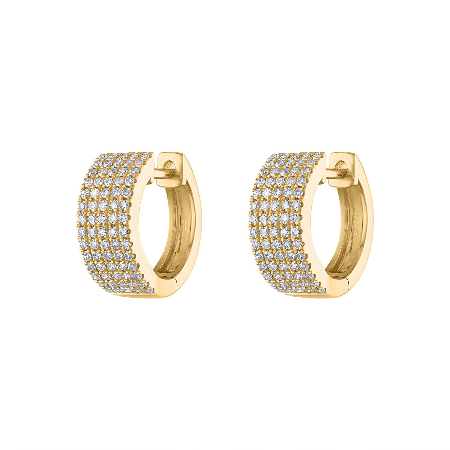 14KT GOLD PAVE WIDE HUGGIE EARRING